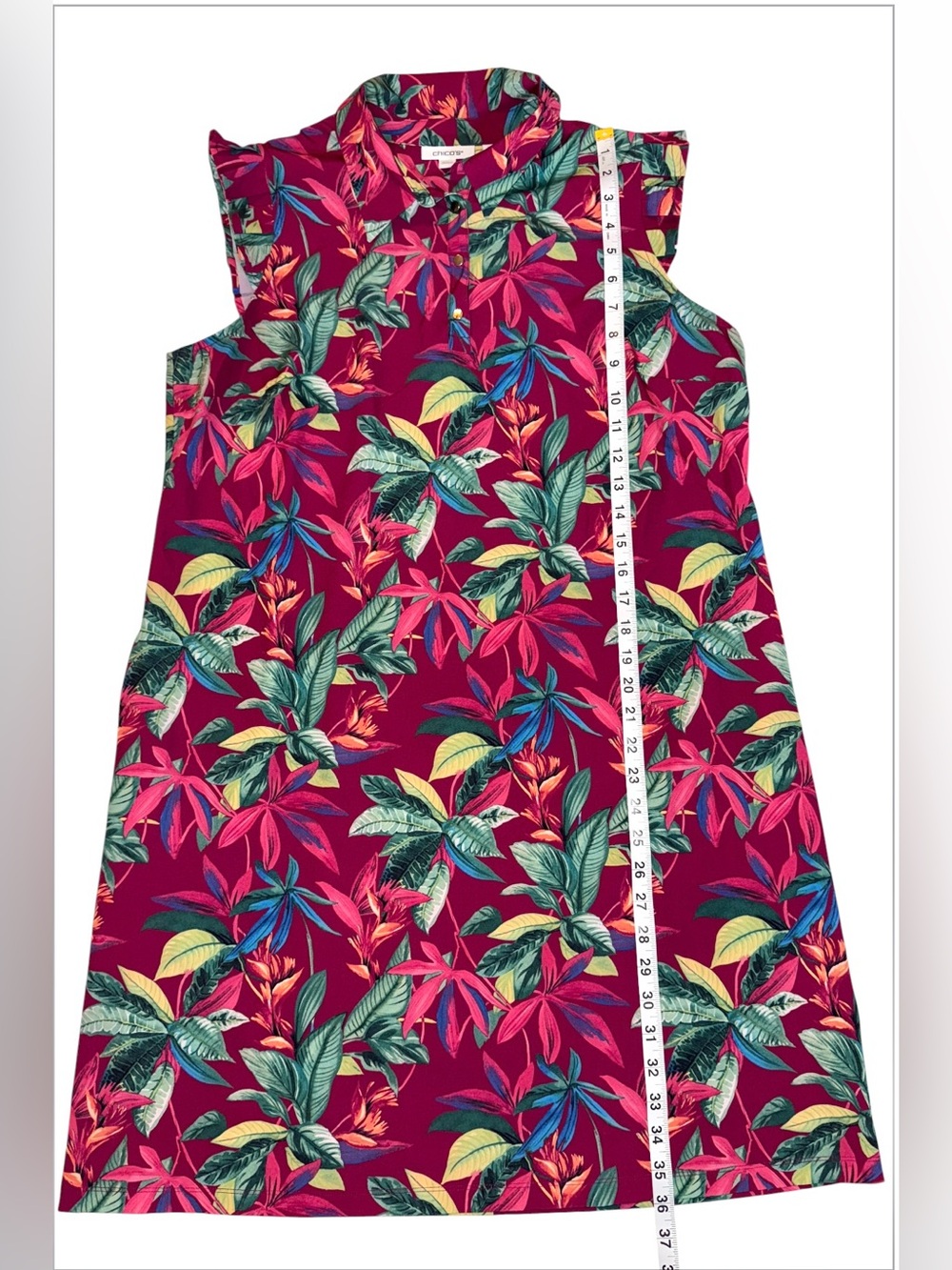 Chico's Zenergy Tropical Print Sleeveless Bungee Dress Size 2 Large EUC - Picture 8 of 8